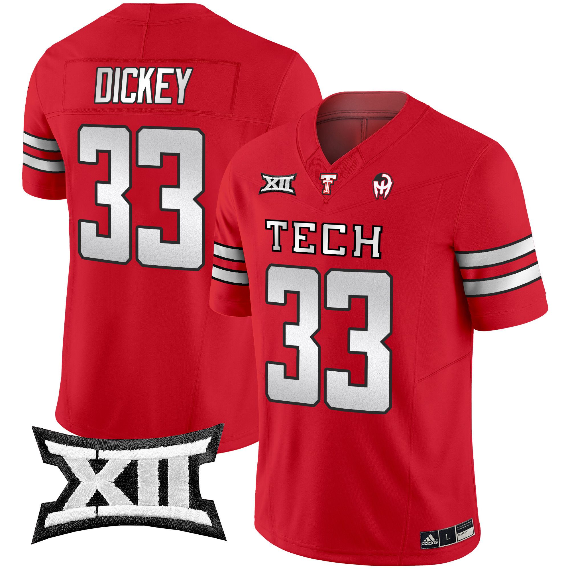 Men Texas Tech Red Raiders #33 Dickey Red 2024 Patrick Mahomes Symbol Vapor Limited NCAA Jersey style 1->->NCAA Jersey